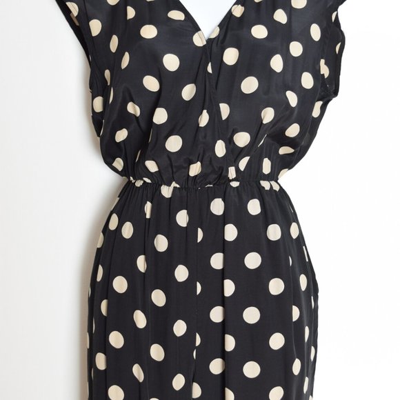Corey Lynn Calter jumpsuit black polka dot print rayon playsuit romper S - Picture 2 of 6